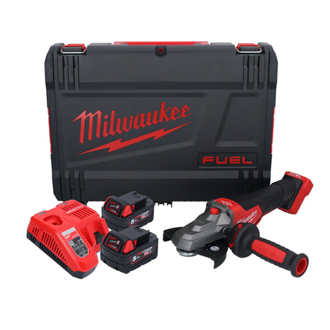 Milwaukee M18 FSAGF125XPDB-502X Akku Flachkopf Winkelschleifer 18 V 125 mm Brushless + 2x Akku 5,0 Ah + Ladegerät + HD Box