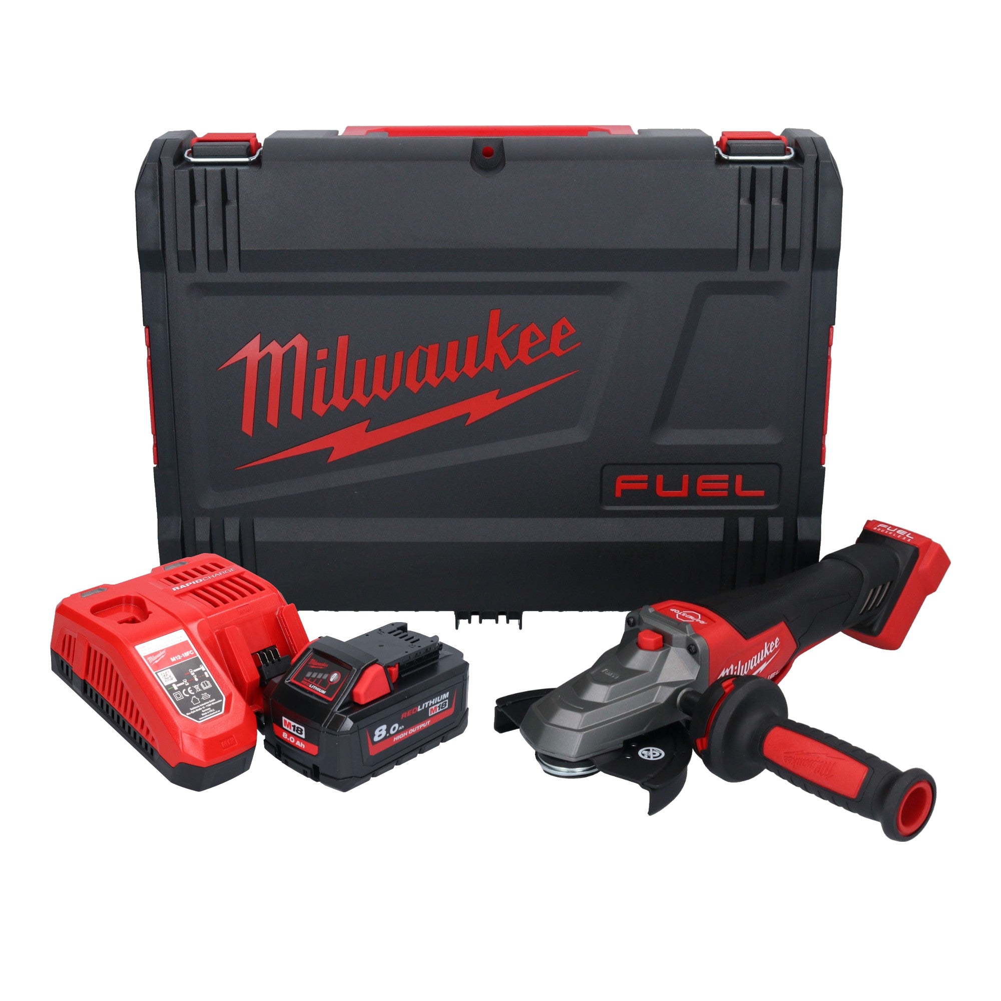 Milwaukee M18 FSAGF125XPDB 801X Akku Flachkopf Winkelschleifer 18 V 125 mm Brushless 1x Akku 8 0 Ah Ladegeraet HD Box 0 - toolbrothers