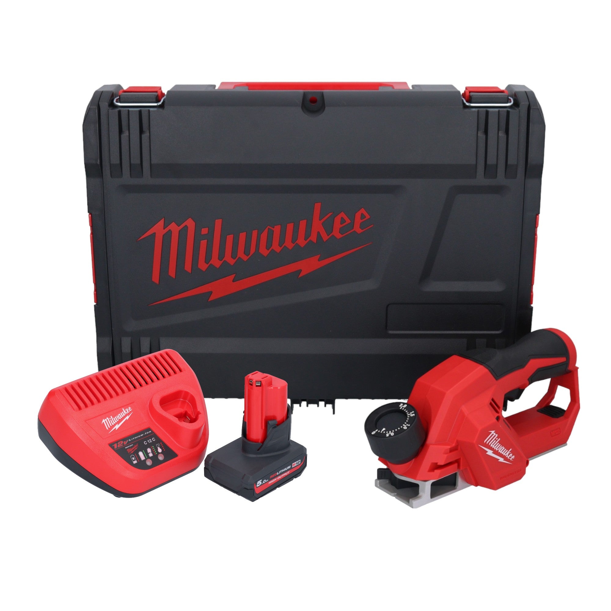 Milwaukee M12 BLP 501X Akku Hobel 12 V 51 mm Brushless 1x Akku 5 0 Ah Ladegeraet HD Box 0 - toolbrothers