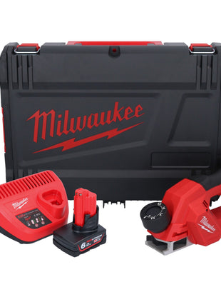 Milwaukee M12 BLP-601X Akku Hobel 12 V 51 mm Brushless + 1x Akku 6,0 Ah + Ladegerät + HD Box