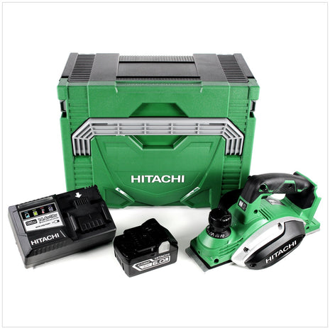 Hitachi P 18 DSL Li-Ion 18 V Akku Hobel 82 mm + Hitachi Sytem Case HSC Typ 3 + 1x Hitachi BSL 1860 18 V 6,0 Ah + 1x Hitachi UC 18YSL3 Akku Ladegerät 14,4 - 18 V - Toolbrothers