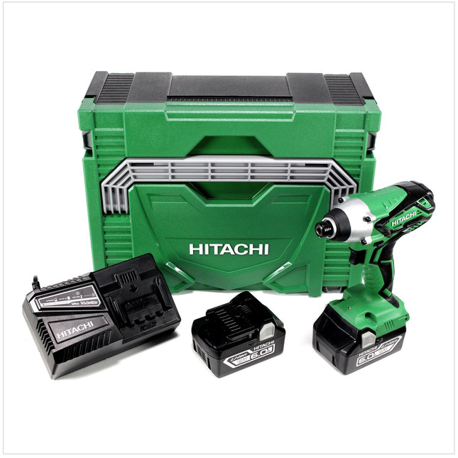 Hitachi WH 18 DGL 18V Akku Schlagschrauber im Hitachi System Case HSC Typ 2 + 2x Hitachi BSL 1860 18 V 6,0 Ah Akku + 1x Hitachi UC 18YFSL Akku Ladegerät 14,4 - 18 V - Toolbrothers