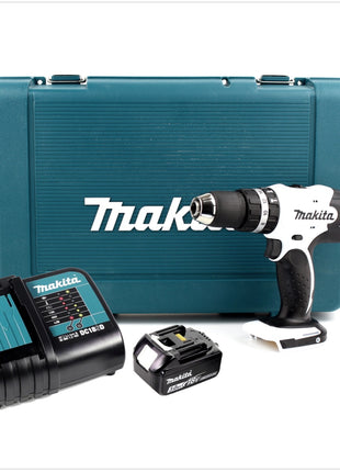 Makita DHP 453 RF1KW Akku Schlagbohrschrauber weiß 18 V 42Nm + 1x Akku 3,0 Ah + Ladegerät + Koffer - Toolbrothers