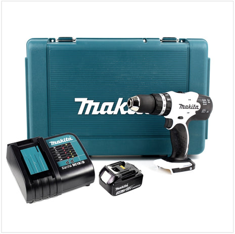 Makita DHP 453 RF1KW Akku Schlagbohrschrauber weiß 18 V 42Nm + 1x Akku 3,0 Ah + Ladegerät + Koffer - Toolbrothers