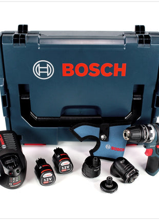 Bosch GSR 12V-15 FC Professional FlexiClick Akku Bohrschrauber mit 2 x 2,5 Ah Akkus + Lader + 3 tlg. Aufsätze - Set in L-Boxx - Toolbrothers