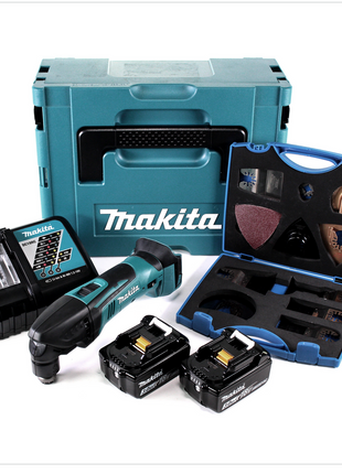 Makita DTM 50 RFJ 18V Li-Ion Akku Multifunktionswerkzeug im Makpac + 2x 3,0 Ah Akku + 1x Ladegerät + WellCut MT-20 Klingen Set - Toolbrothers