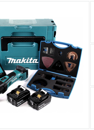 Makita DTM 50 RFJ 18V Li-Ion Akku Multifunktionswerkzeug im Makpac + 2x 3,0 Ah Akku + 1x Ladegerät + WellCut MT-20 Klingen Set - Toolbrothers