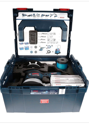 Bosch GEX 125 - 150 AVE Professional 400 W Exzenterschleifer in L-Boxx mit 50x C470 Best for Wood and Paint Schleifblatt + Zubehör ( 060137B103 ) - Toolbrothers