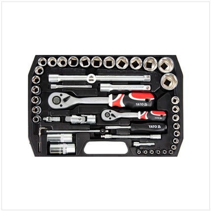 Yato YT-1268 Werkzeugkasten Steckschlüssel Satz 94 tlg. mit Knarren 1/4" + 1/2" - Toolbrothers