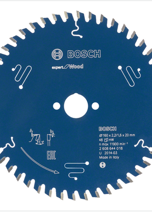 Bosch Kreissägeblatt Expert for Wood Holz 160 x 20 x 2,2 mm 48 Zähne ( 2608644018 ) - Toolbrothers