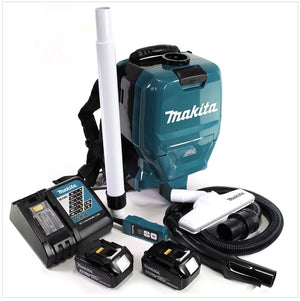 Makita DVC 260 36V Akku Rucksack Staubsauger (2x 18V) Brushless mit 2x BL1840 B 4,0 Ah Akku und DC18RC Ladegerät