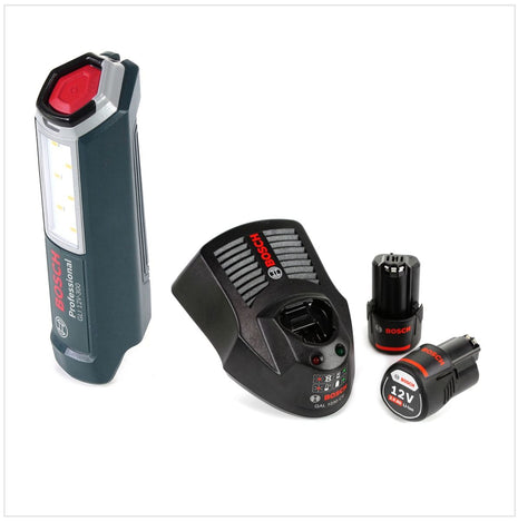 Bosch Professional GLI 12V-300 Akku Lampe + 2x GBA 12V 2,5 Ah Akku + GAL 1230 Ladegerät - Toolbrothers