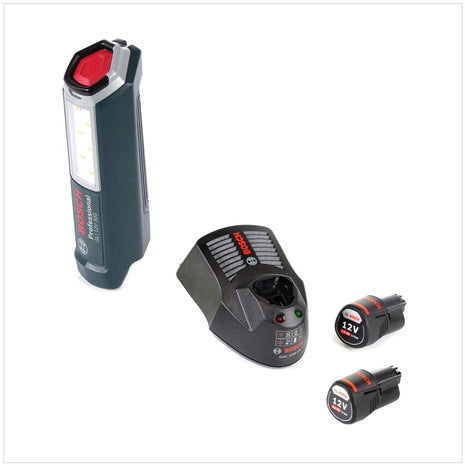 Bosch Professional GLI 12V-300 Akku Lampe + 2x GBA 12 V 3,0 Ah Akku + GAL 1230 Ladegerät - Toolbrothers