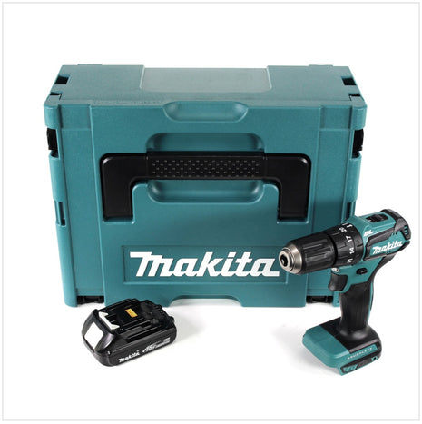 Taladro percutor inalámbrico Makita DHP 483 Y1J 18V 40Nm en Makpac + 1 batería de 1,5 Ah - sin cargador