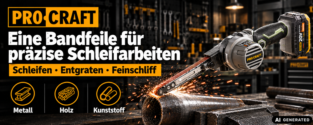 ProCraft Industrial PFA20A-BB Akku Bandfeile 20 V 13 x 457 mm Brushless + 1x Akku 4,0 Ah + Ladegerät