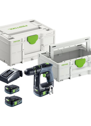 Festool CXS 12 2,5-Plus Akku Bohrschrauber 12 V 30 Nm Brushless ( 576864 ) + 2x Akku 2,5 Ah + Ladegerät + Systainer + Systainer ToolBox SYS3 TB M 137