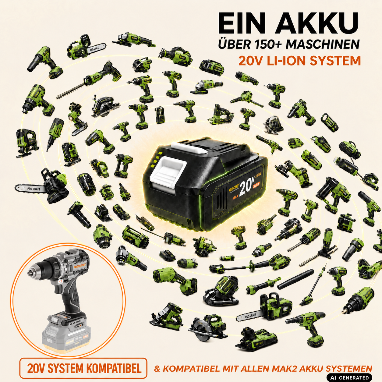 ProCraft Industrial CD20C-BB Akku Schlagbohrschrauber 20 V 120 Nm Brushless Solo - ohne Akku, ohne Ladegerät