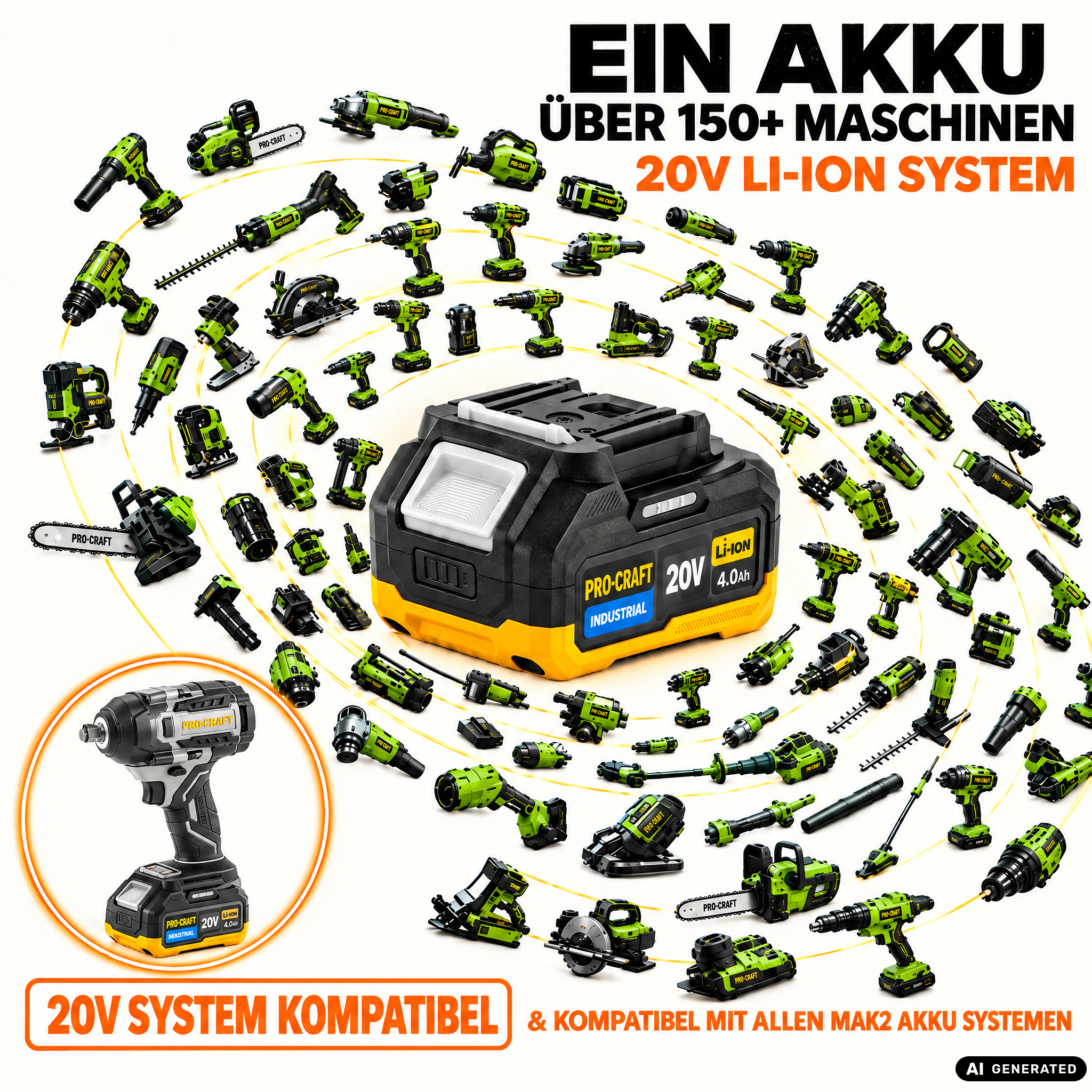 ProCraft Industrial IW850A-BB Akku Schlagschrauber 20 V 850 Nm 1/2" Brushless Solo - ohne Akku, ohne Ladegerät