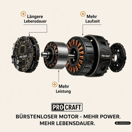Procraft PCA32-BB Akku Handkreissäge 20 V 165 mm Brushless Solo - ohne Akku, ohne Ladegerät