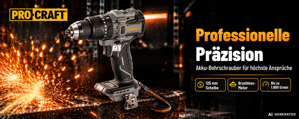 Procraft Industrial CD20B-BB Akku Schlagbohrschrauber 20 V 150 Nm Brushless + 2x Akku 4,0 Ah + Ladegerät